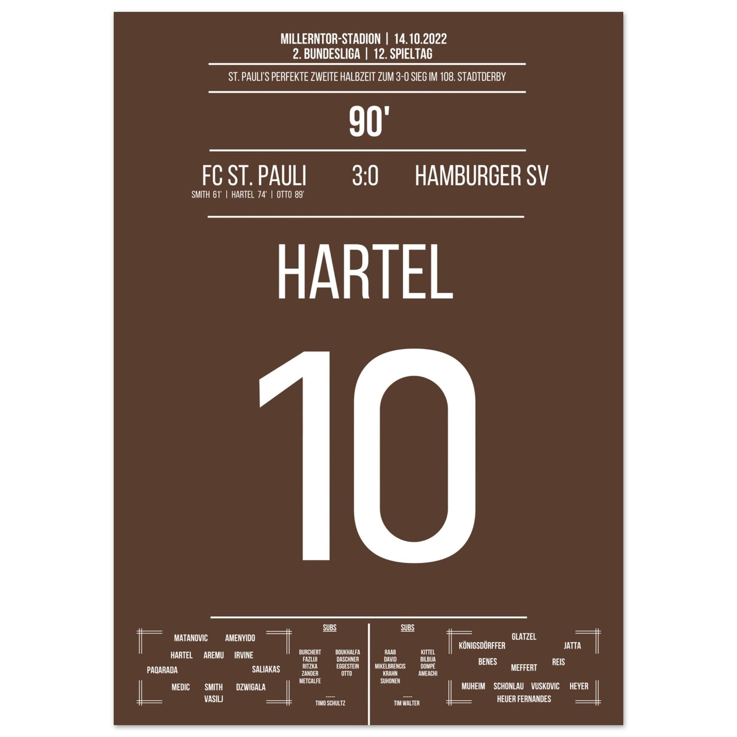 St. Pauli's 3-0 Sieg im 108. Stadtderby 50x70-cm-20x28-Ohne-Rahmen
