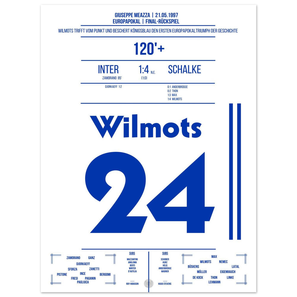 Le penalty transformé de Marc Wilmots en finale 1997 contre l'Inter