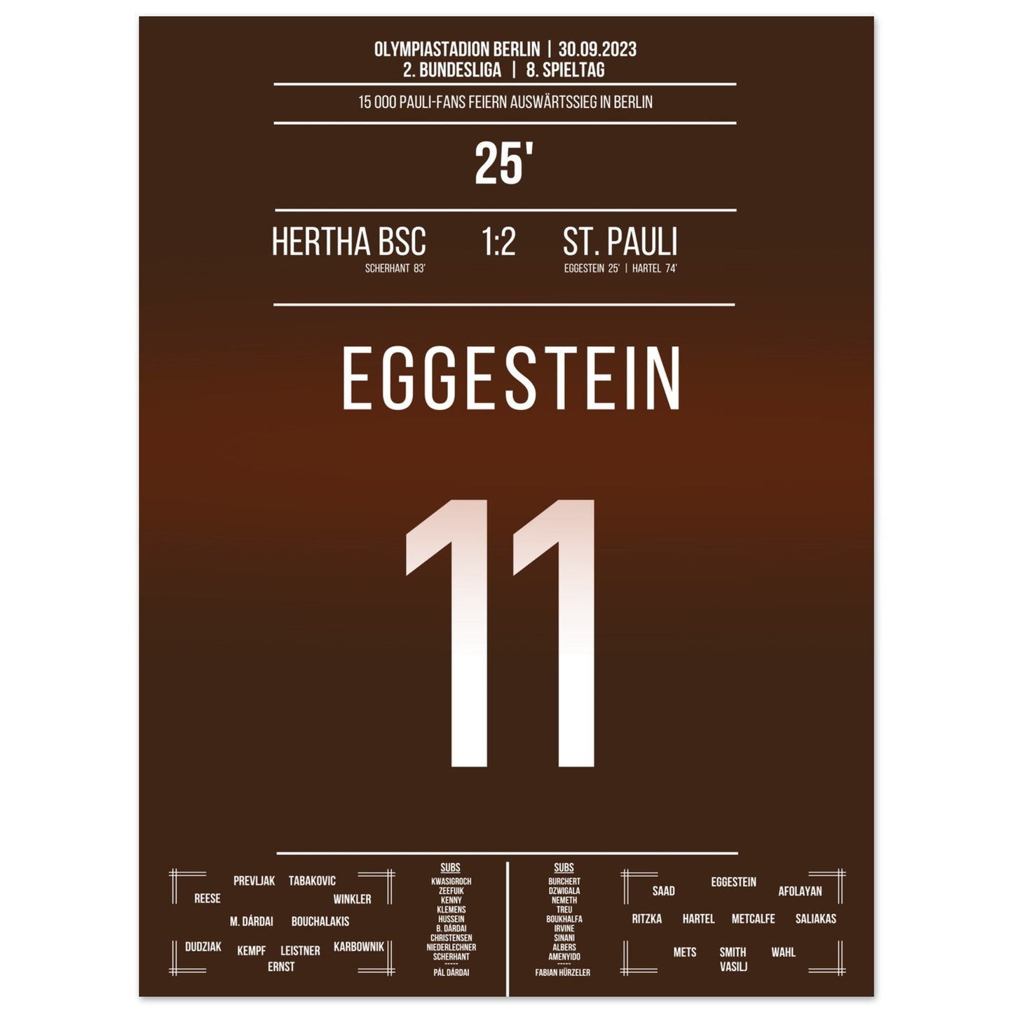 15 000 Pauli-Fans feiern den Auswärtssieg in Berlin 30x40-cm-12x16-Ohne-Rahmen
