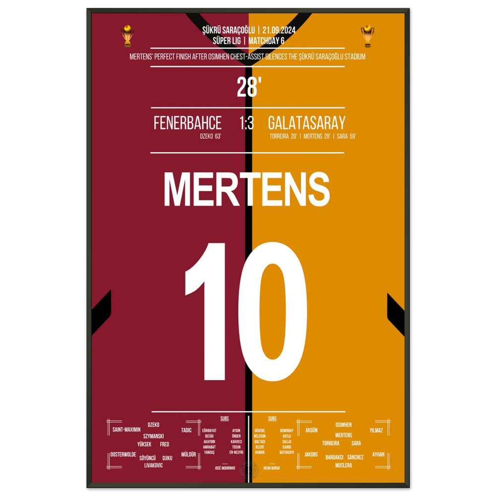 Le coup de tête de Mertens sur Livakovic lors de la victoire 3-1 à l'extérieur dans le derby contre Fener.