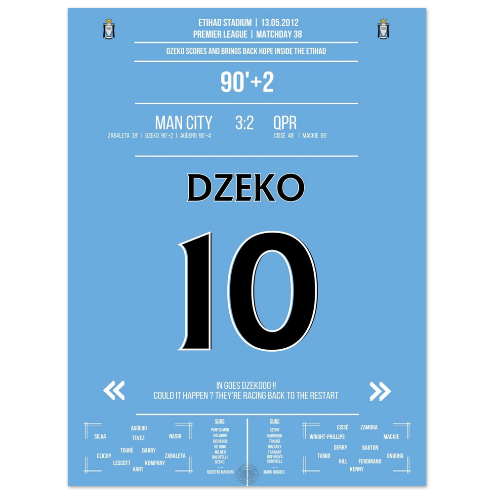 Dzeko marque de la tête et lance la légendaire remontée de City.