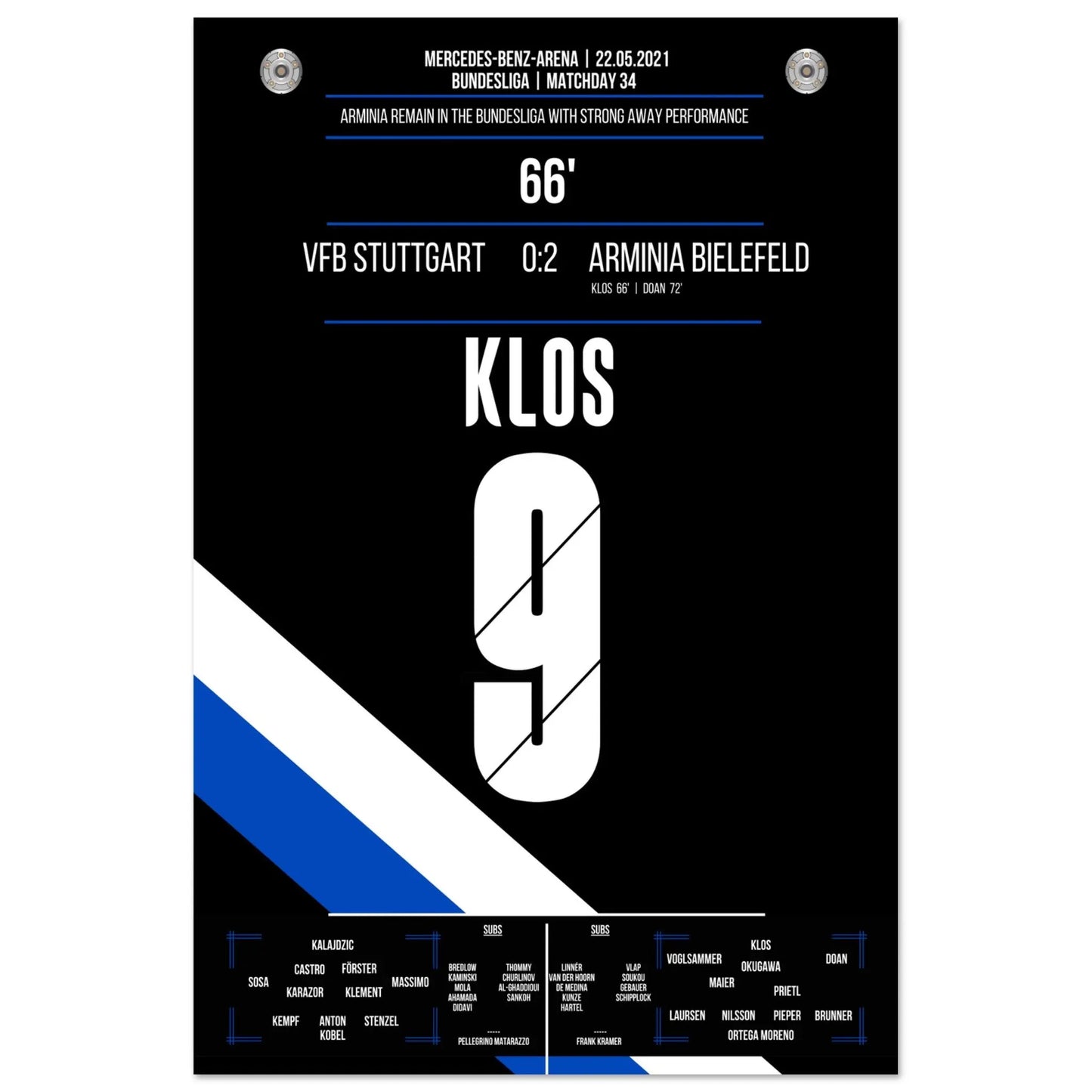 Bielefeld erkämpft den Klassenerhalt am letzten Spieltag in Stuttgart in 2021 60x90-cm-24x36-Ohne-Rahmen