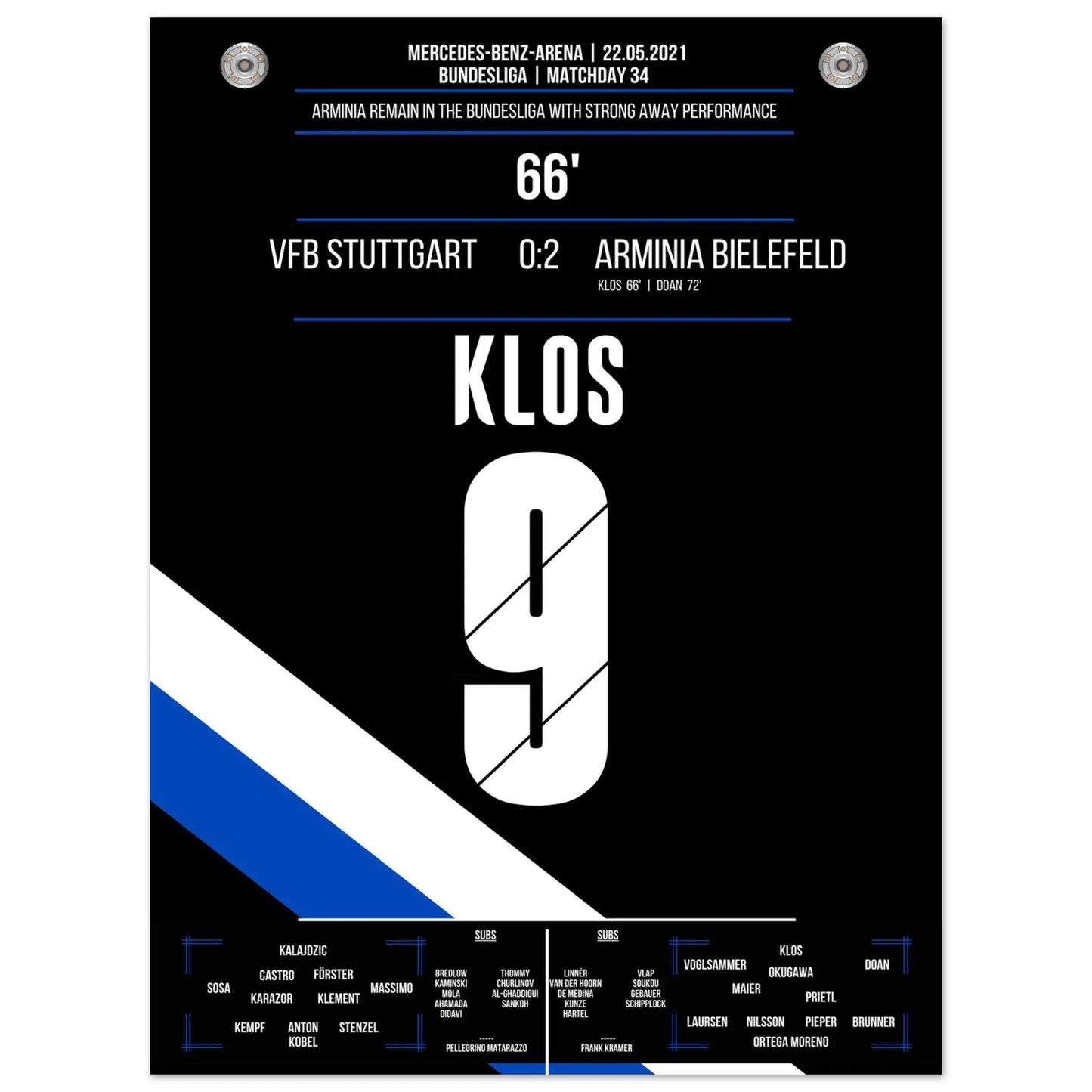 Bielefeld erkämpft den Klassenerhalt am letzten Spieltag in Stuttgart in 2021 30x40-cm-12x16-Ohne-Rahmen