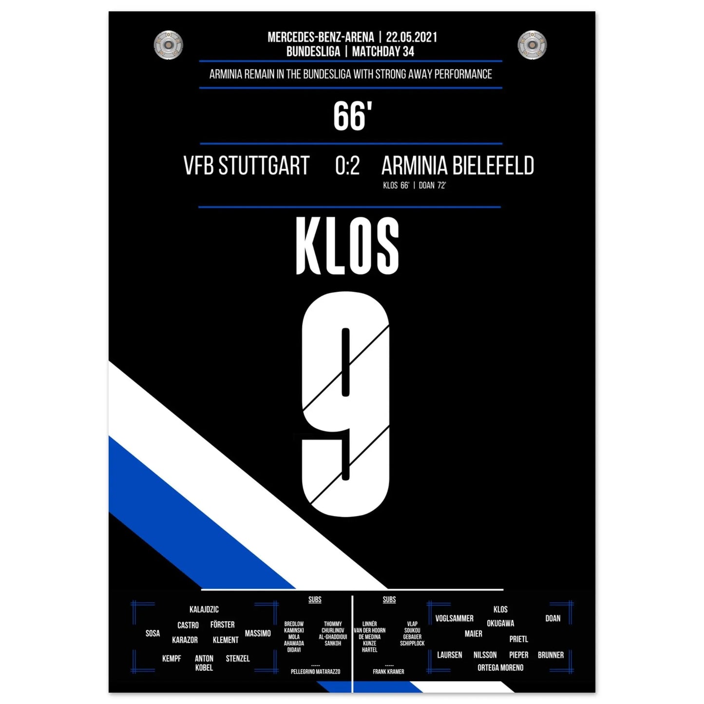 Bielefeld erkämpft den Klassenerhalt am letzten Spieltag in Stuttgart in 2021 50x70-cm-20x28-Ohne-Rahmen
