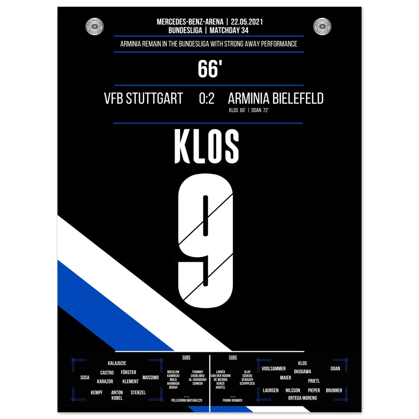 Bielefeld erkämpft den Klassenerhalt am letzten Spieltag in Stuttgart in 2021 45x60-cm-18x24-Ohne-Rahmen