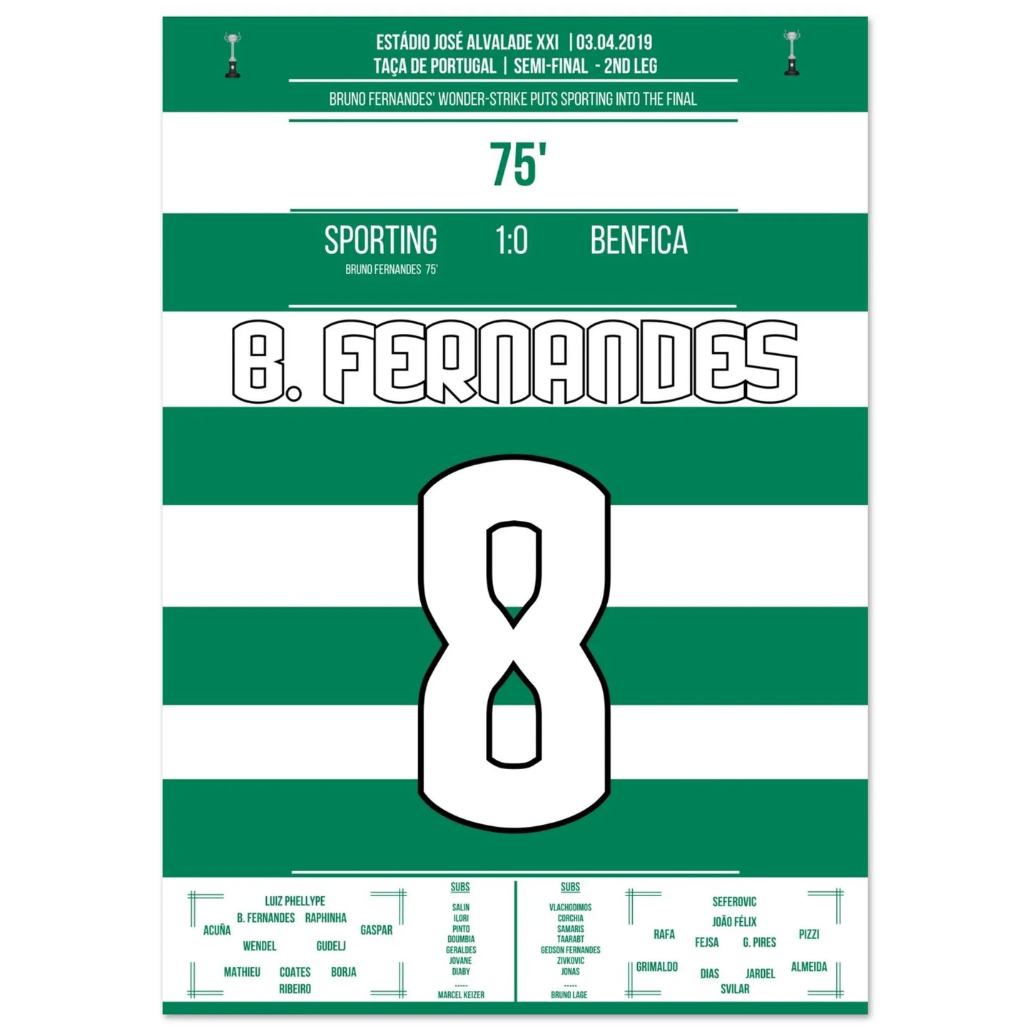 Bruno Fernandes shoots Sporting into the cup final in the derby 2019.