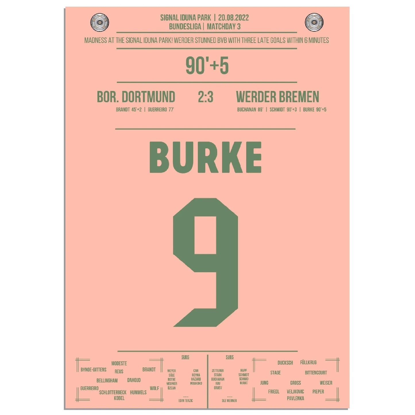 Burke krönt Bremen's irre Aufholjagd in Dortmund 2022 