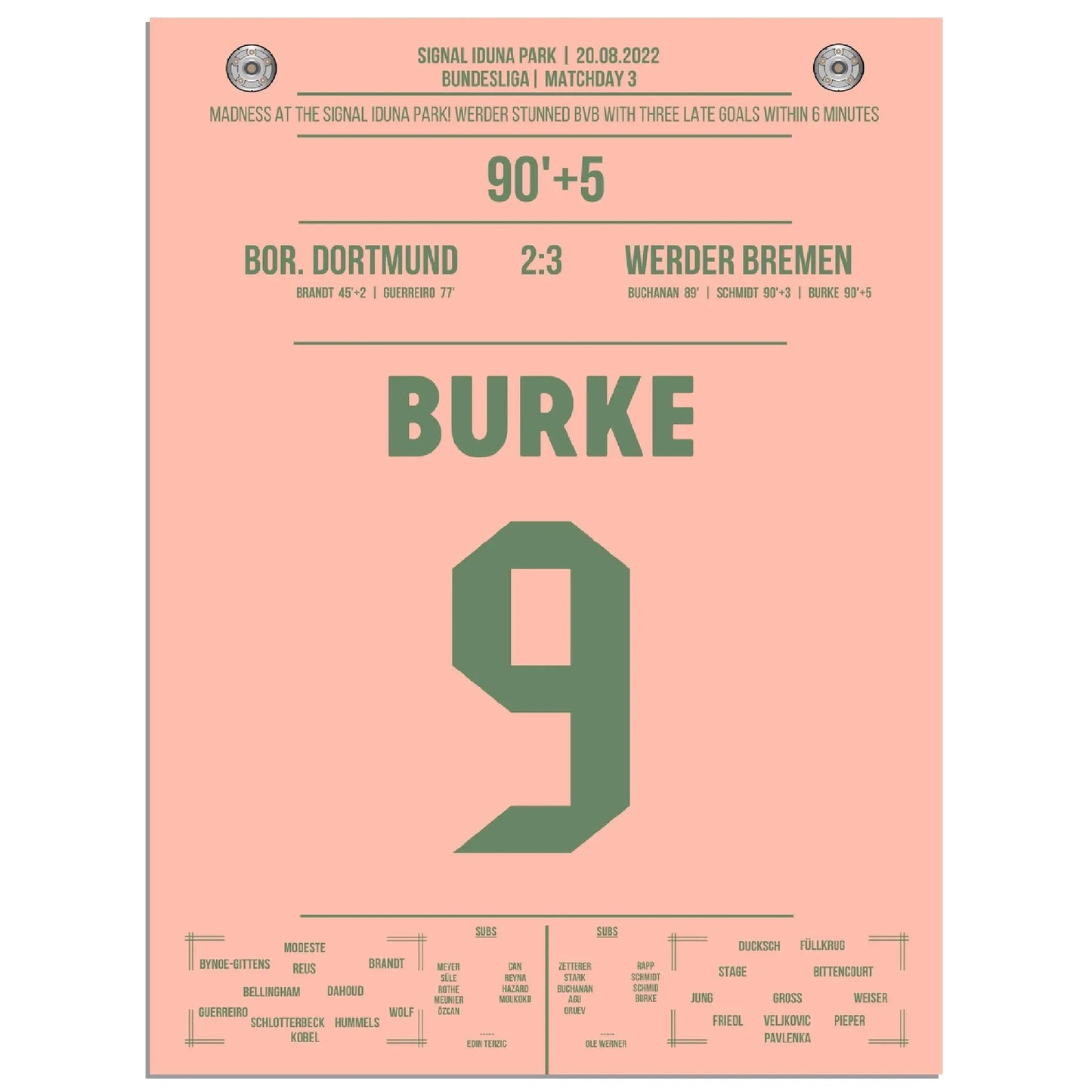 Burke krönt Bremen's irre Aufholjagd in Dortmund 2022 