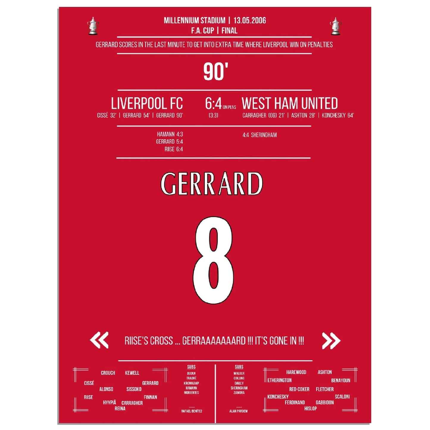 Gerrard rettet Liverpool in die Verlängerung im FA Cup Finale in 2006 gegen West Ham 