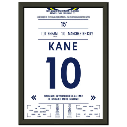 Harry Kane bricht den Tor-Rekord der Spurs A4-21x29.7-cm-8x12-Schwarzer-Aluminiumrahmen