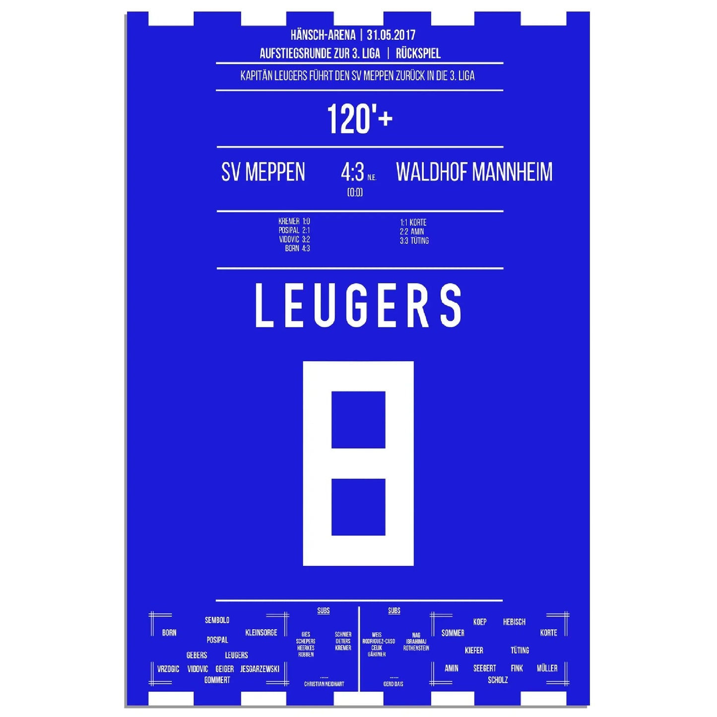 Kapitän-Leugers führt Meppen zurück in die 3. Liga 2017 
