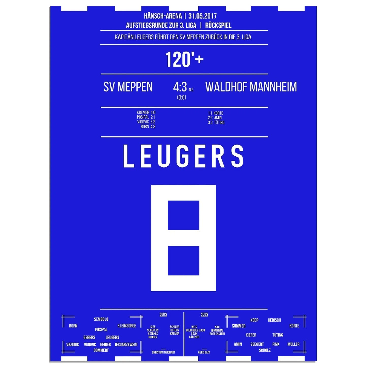 Kapitän-Leugers führt Meppen zurück in die 3. Liga 2017 