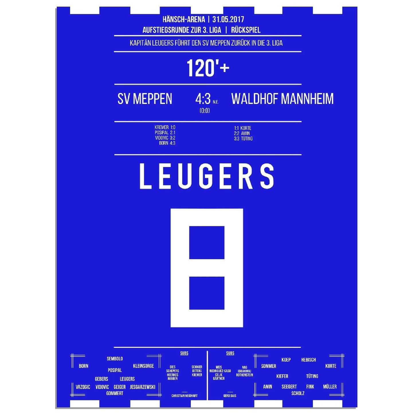 Kapitän-Leugers führt Meppen zurück in die 3. Liga 2017 