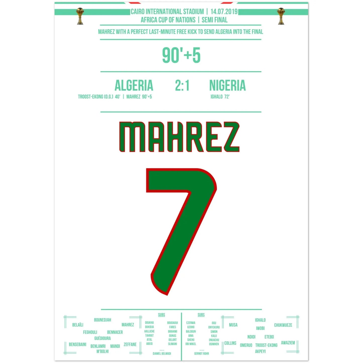 Mahrez coup franc de rêve dans la dernière minute de la demi-finale de la Coupe d'Afrique.