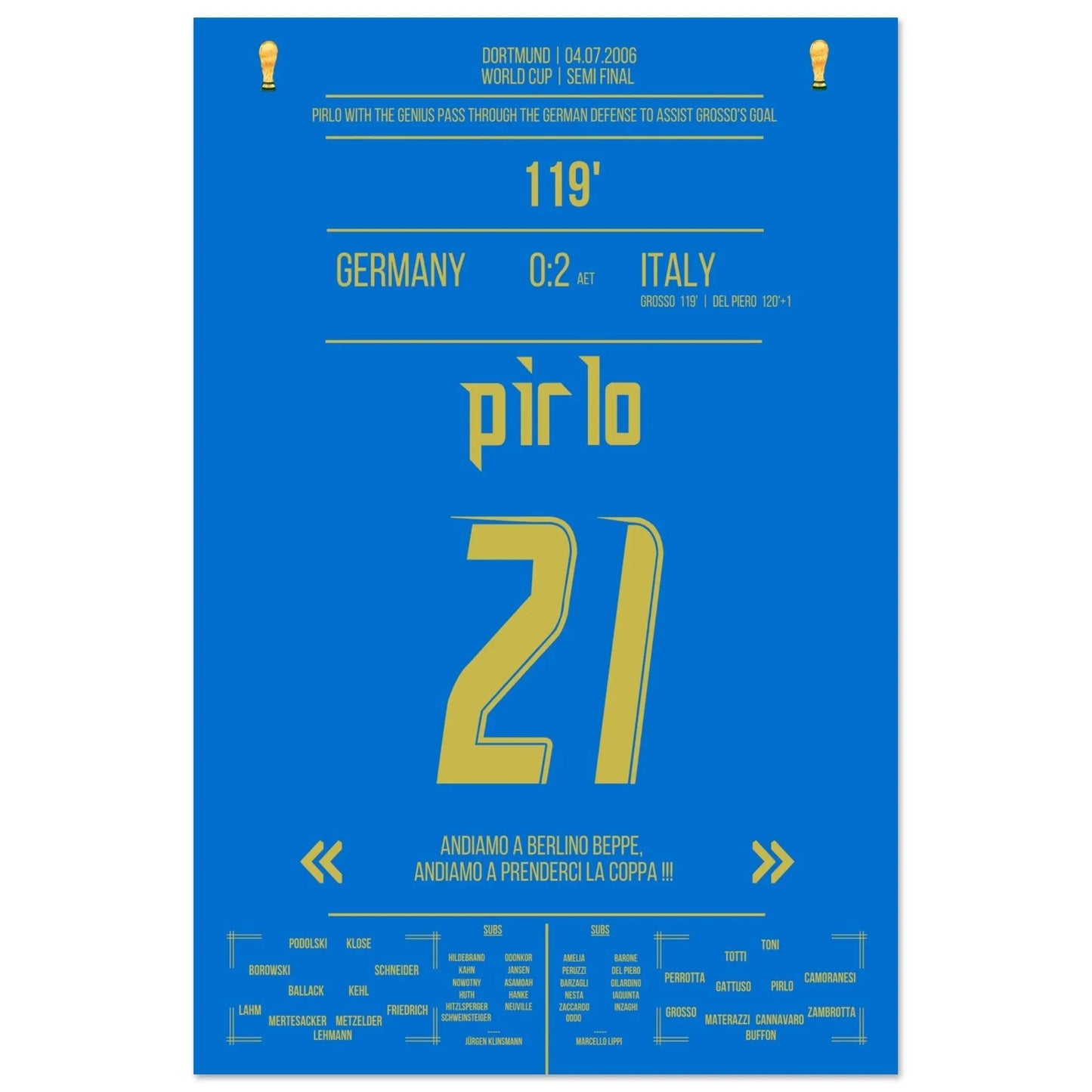 Pirlo's Traumpass durch die deutsche Defensive zum 1:0 durch Grosso 60x90-cm-24x36-Ohne-Rahmen