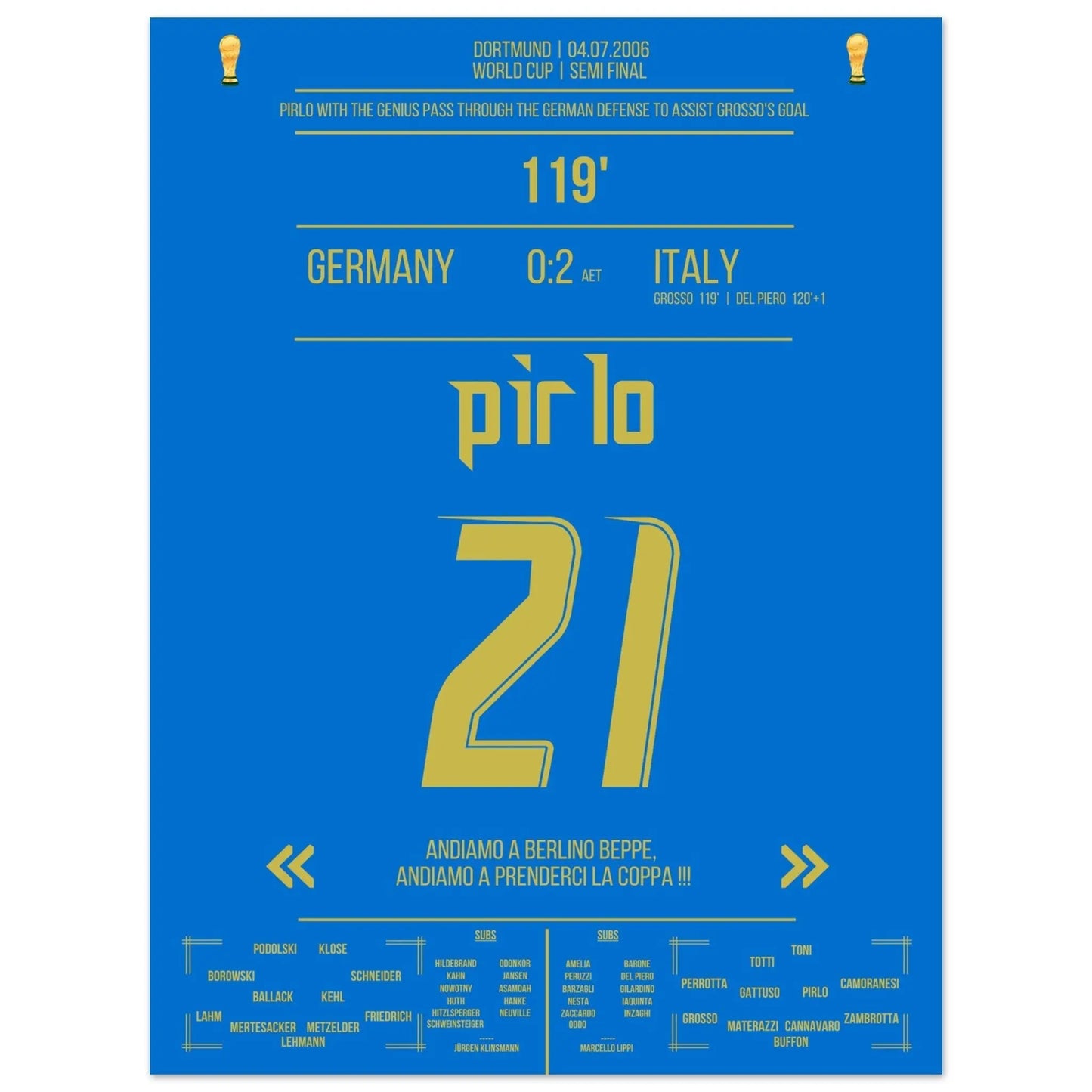 Pirlo's Traumpass durch die deutsche Defensive zum 1:0 durch Grosso 30x40-cm-12x16-Ohne-Rahmen