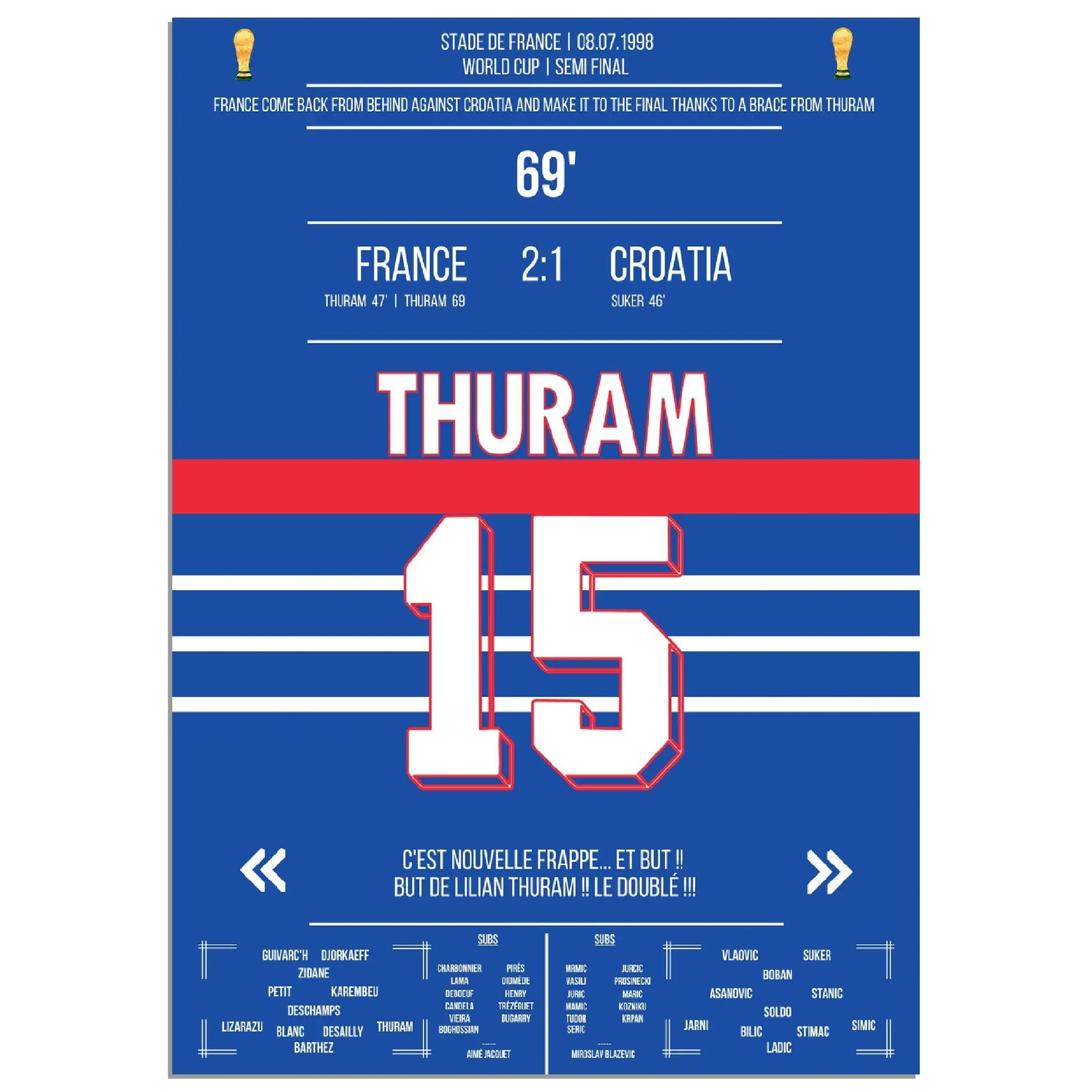 Thuram-Doppelpack führt Les Bleus ins WM-Finale 1998 