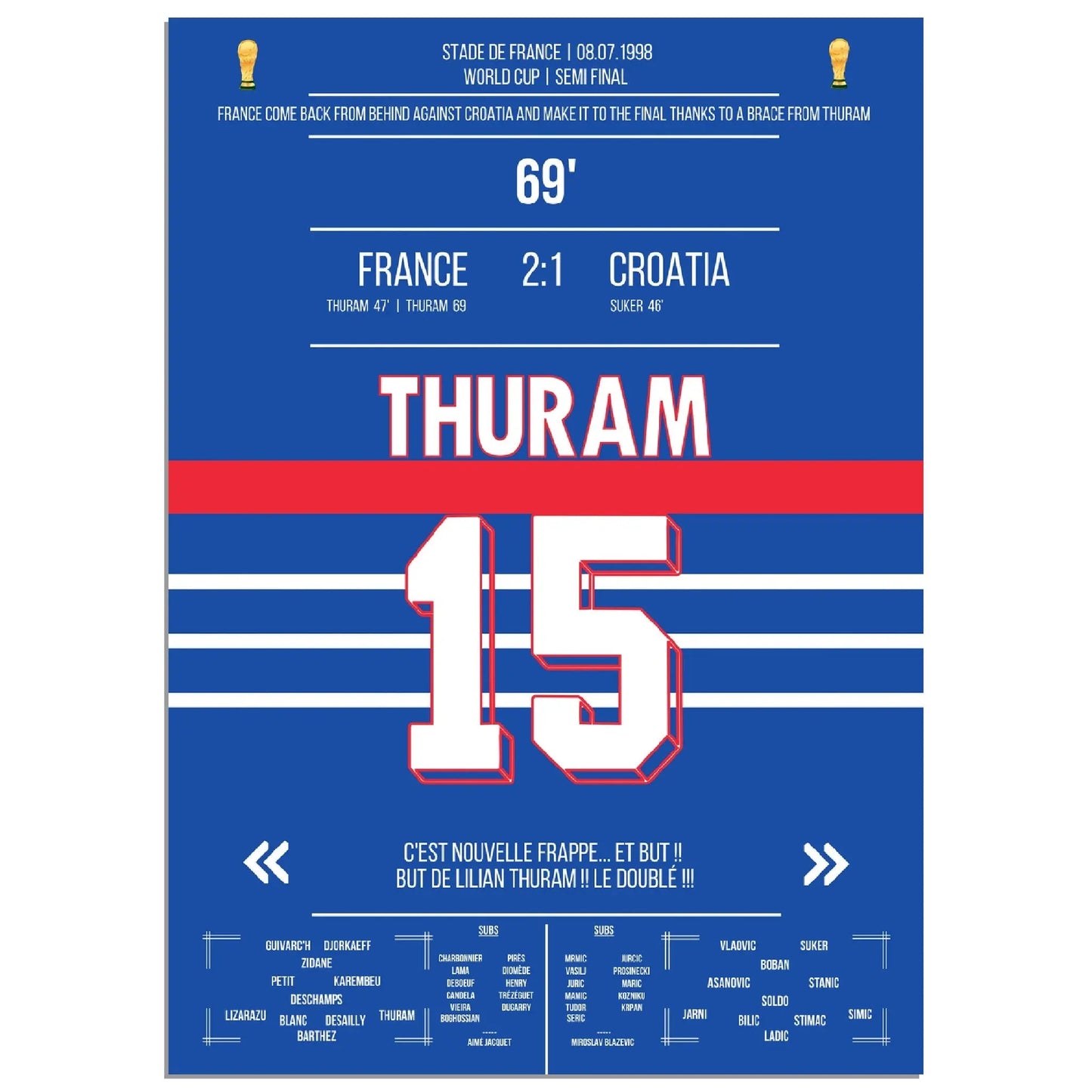 Thuram-Doppelpack führt Les Bleus ins WM-Finale 1998 