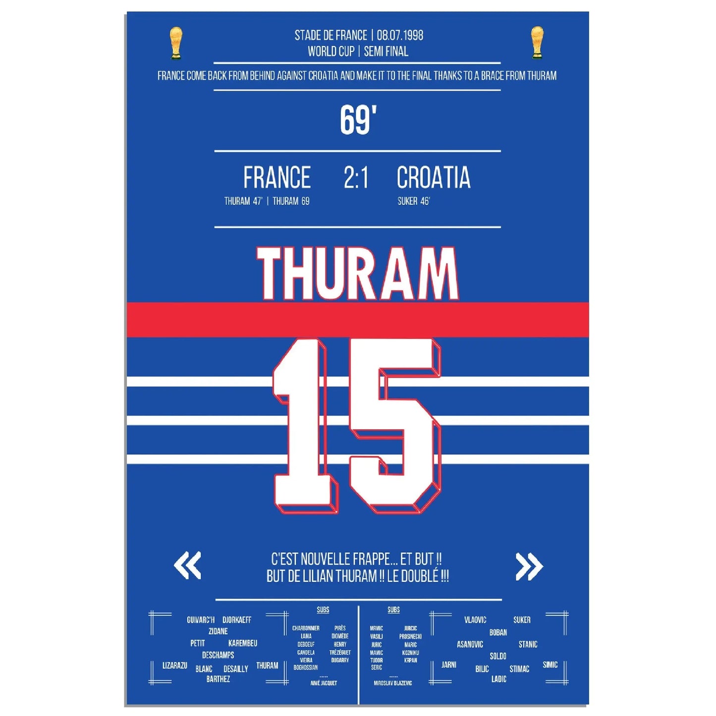 Thuram-Doppelpack führt Les Bleus ins WM-Finale 1998 