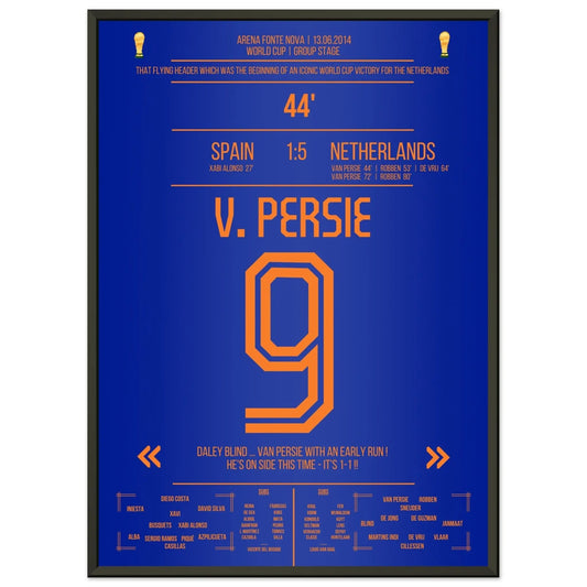 Van Persie's berühmter Flugkopfball über Casillas in 2014 50x70-cm-20x28-Premium-Semi-Glossy-Paper-Metal-Fra