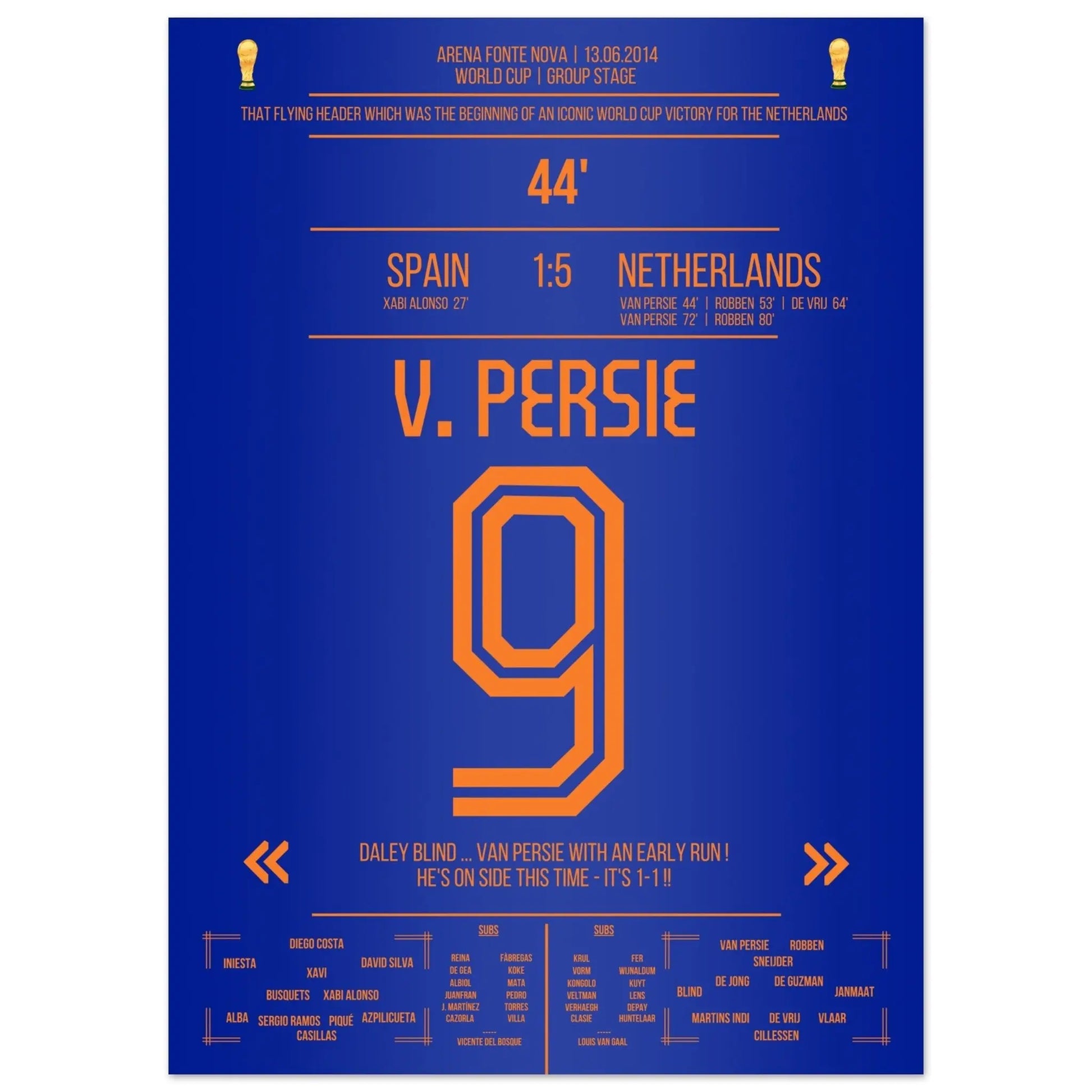 Van Persie's berühmter Flugkopfball über Casillas in 2014 50x70-cm-20x28-Premium-Semi-Glossy-Paper-Poster