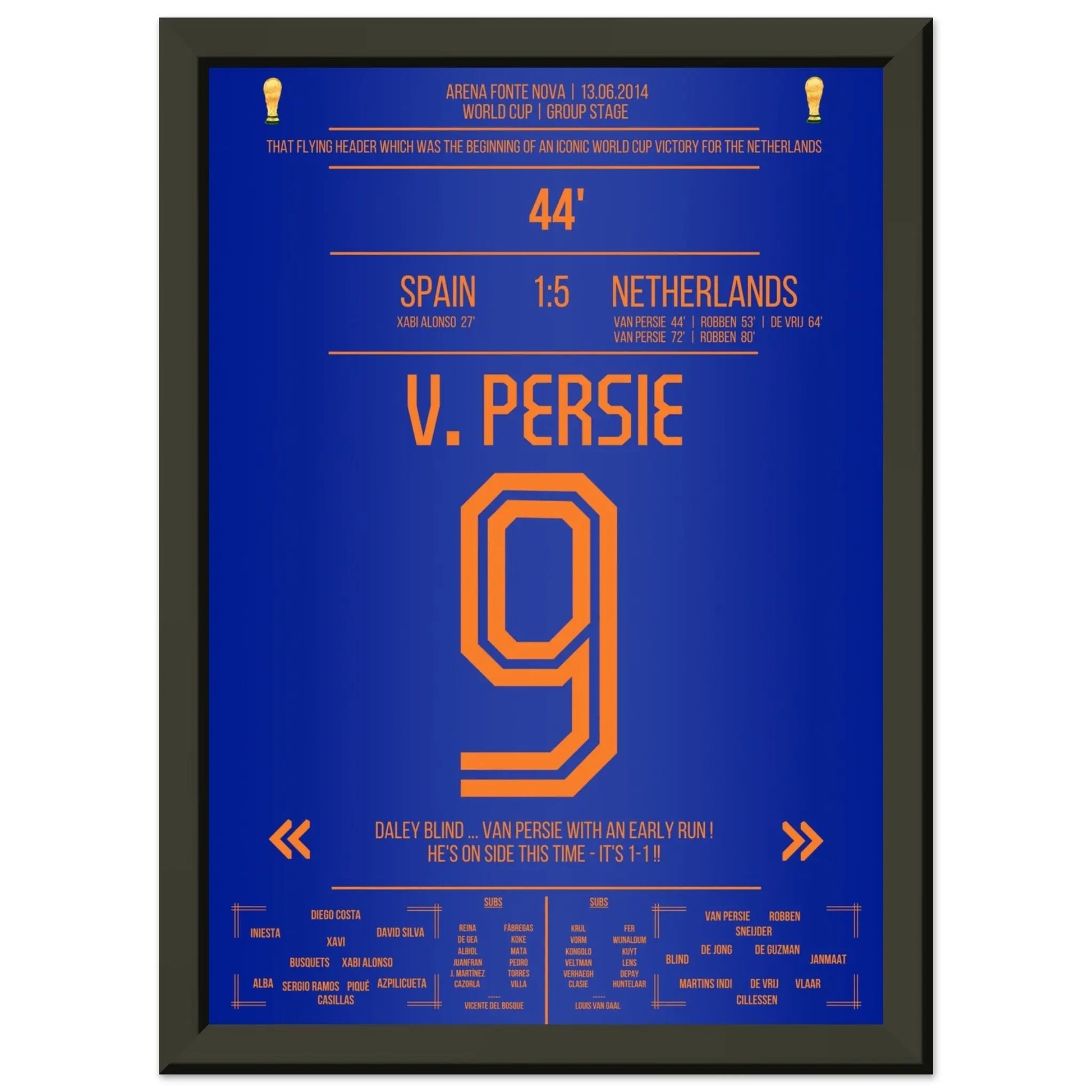 Van Persie's berühmter Flugkopfball über Casillas in 2014 A4-21x29.7-cm-8x12-Premium-Semi-Glossy-Paper-Metal