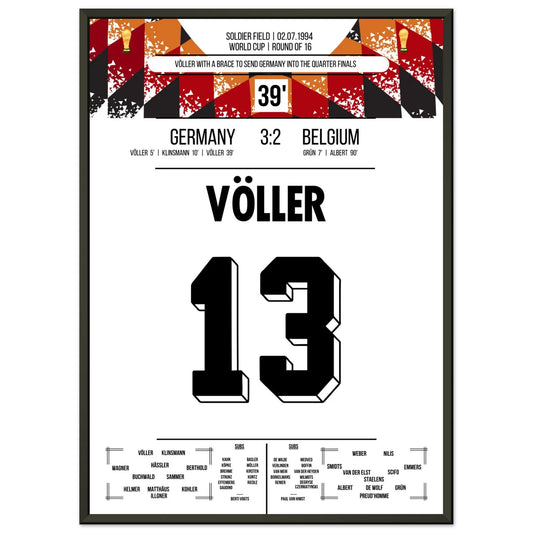 Völler trifft doppelt bei Deutschlands Sieg im Achtelfinale der WM 1994 50x70-cm-20x28-Schwarzer-Aluminiumrahmen