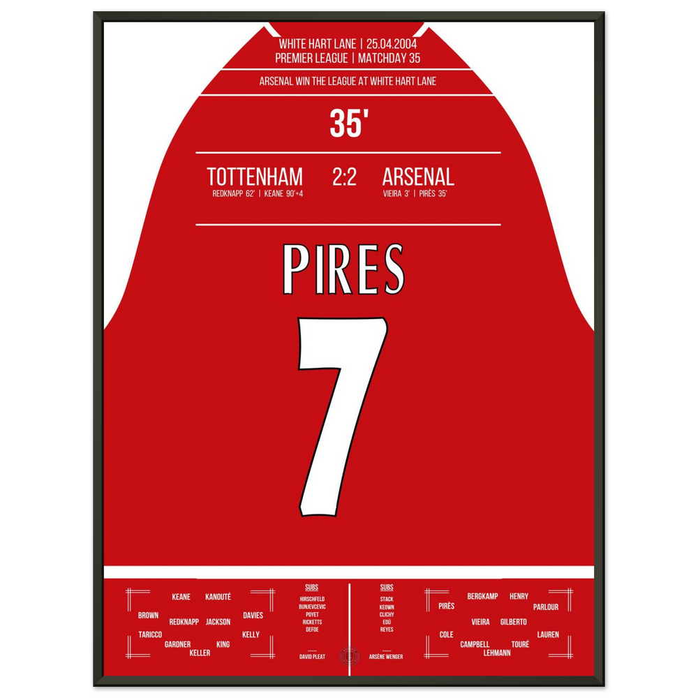 Le but de Pires lors de la victoire du championnat à White Hart Lane en 2004