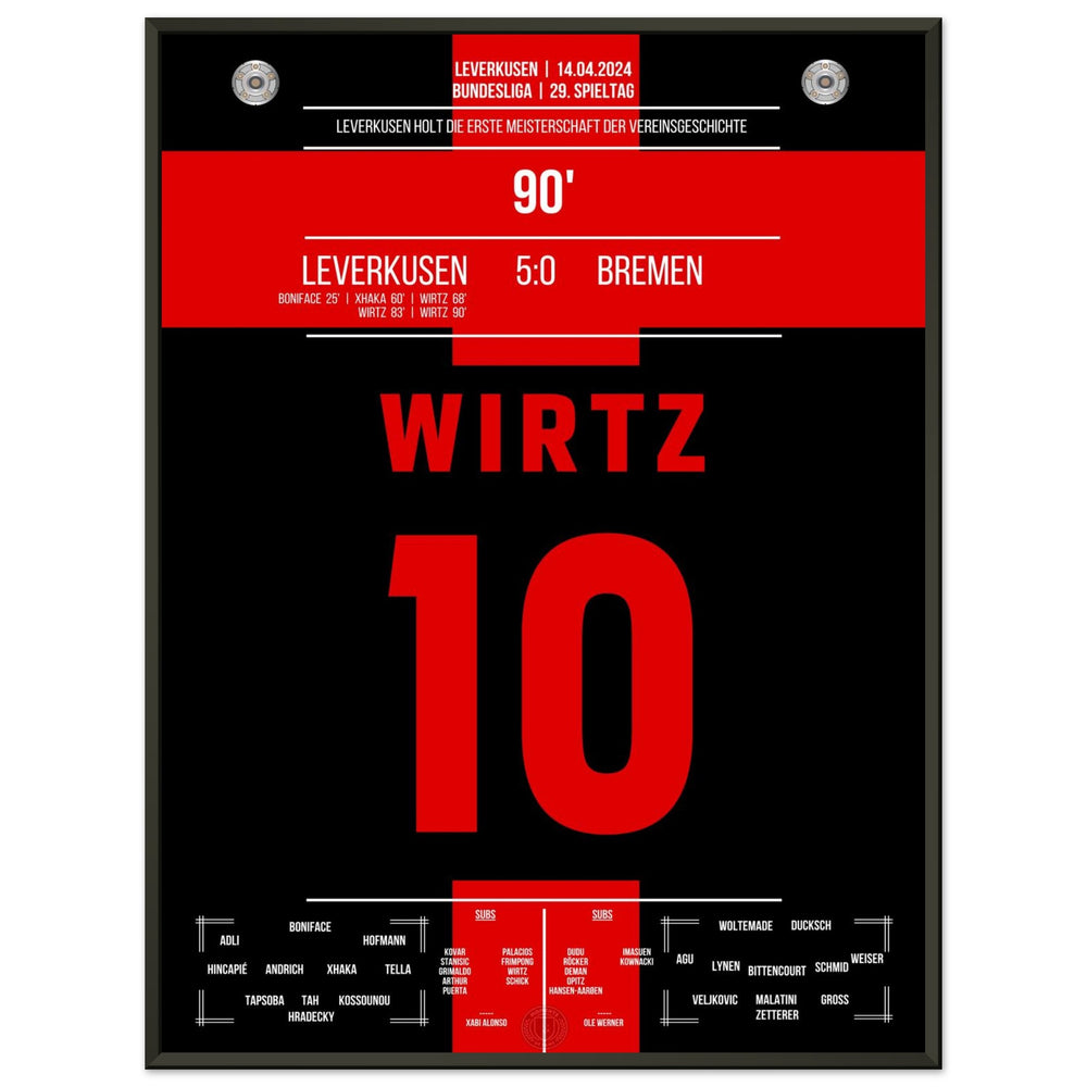 Leverkusen secures the first championship title in the club's history.