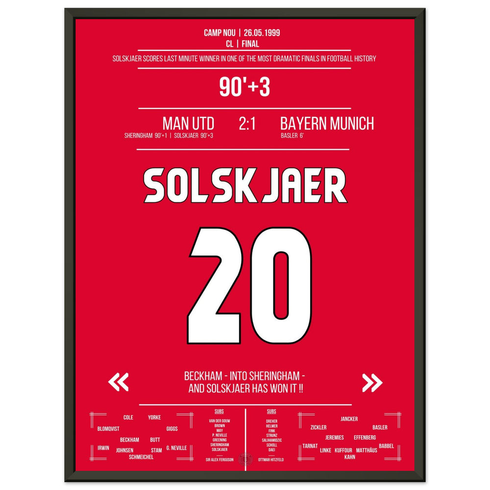 Solskjaer marque lors du comeback le plus mémorable de l'histoire en finale 1999 contre <tc>Bayern</tc>