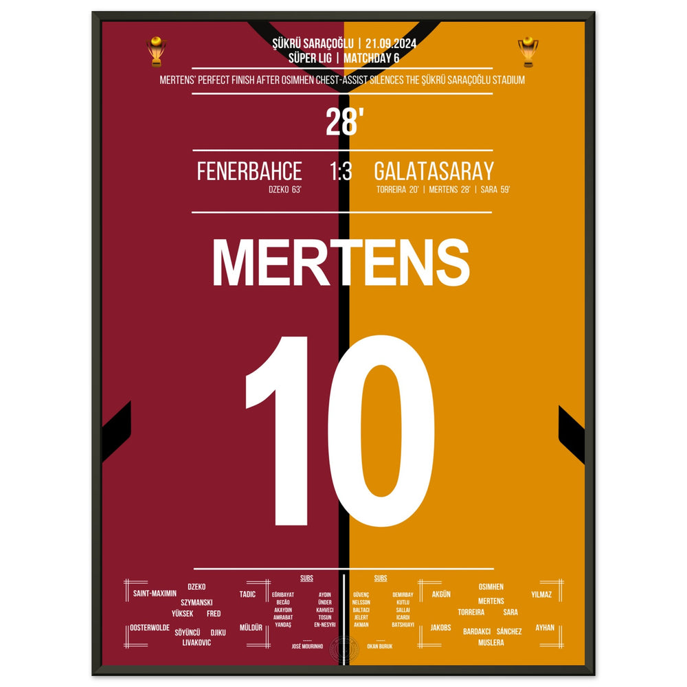Le coup de tête de Mertens sur Livakovic lors de la victoire 3-1 à l'extérieur dans le derby contre Fener.