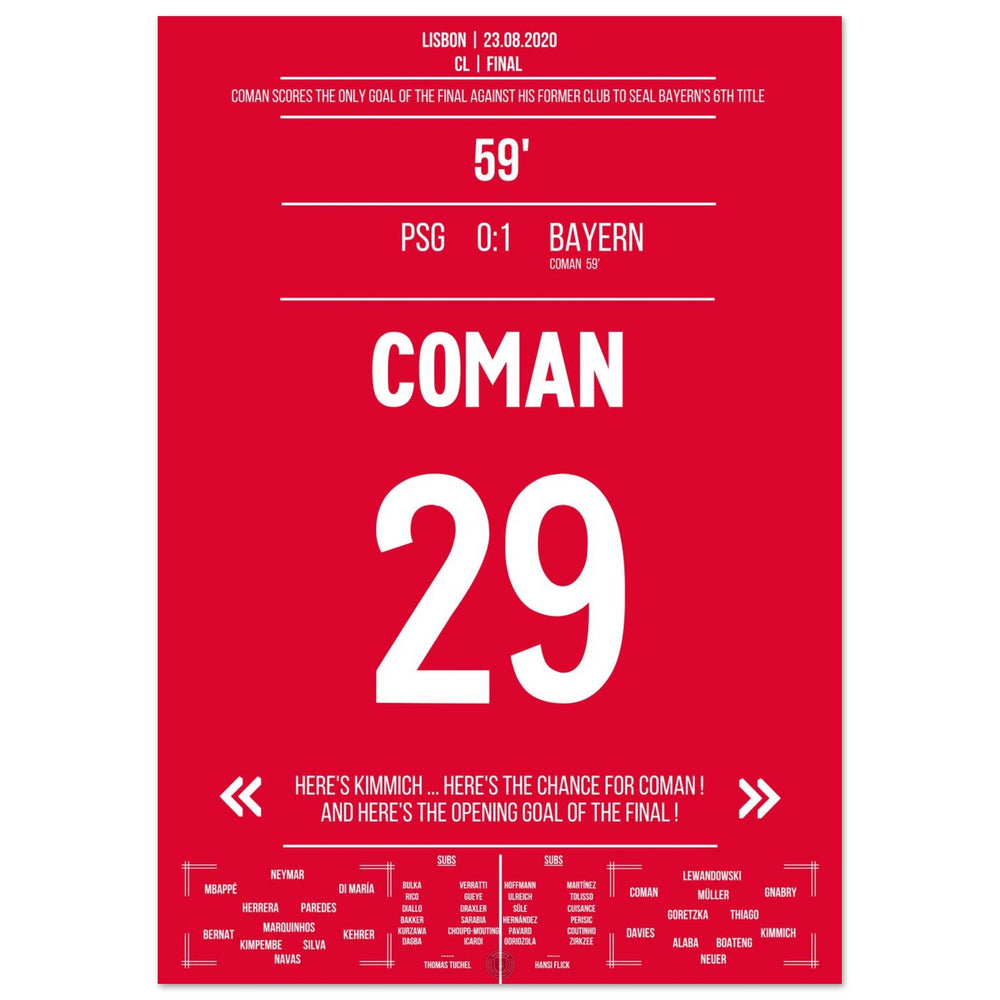 Coman heads <tc>Bayern</tc> to victory in the final against Paris