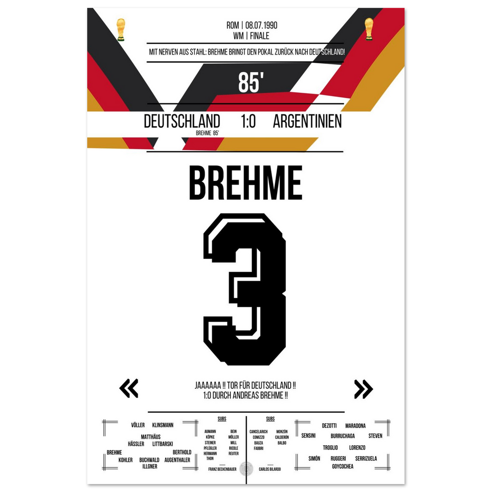 Le penalty de Brehme contre l'Argentine en finale de la Coupe du Monde 1990