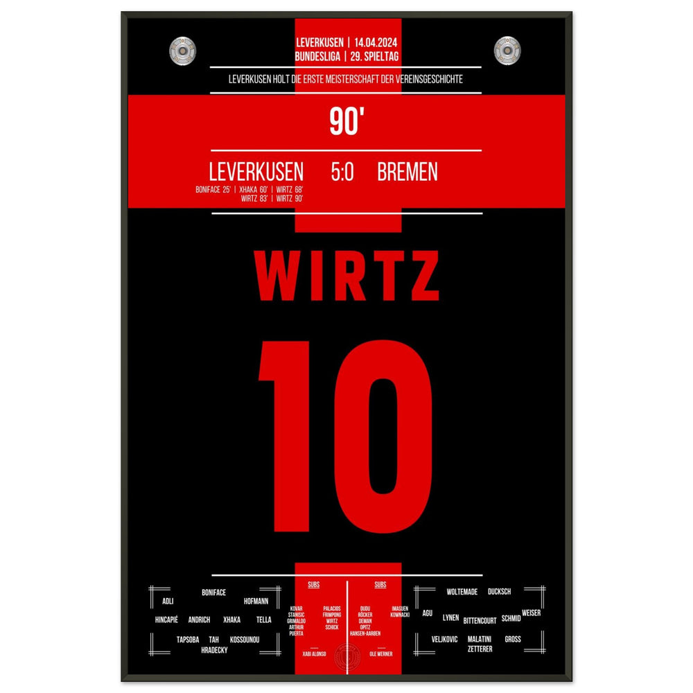 Leverkusen secures the first championship title in the club's history.