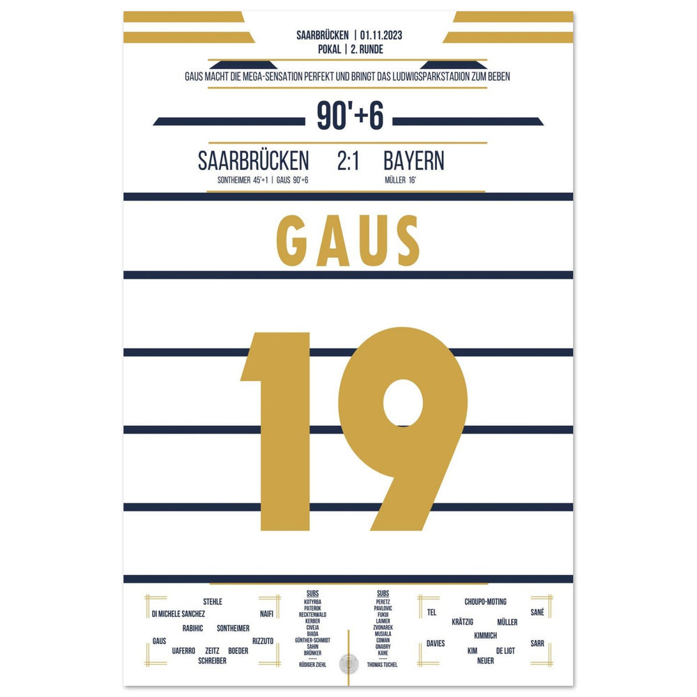 Sensation en Coupe à Sarrebruck - Gaus élimine <tc>Bayern</tc> de la Coupe