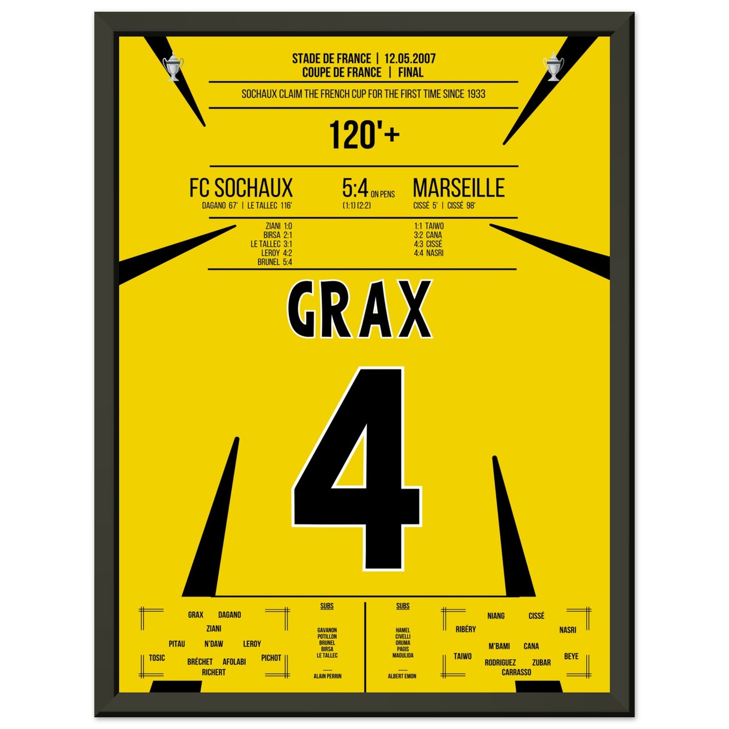 Sochaux gewinnt den französischen Pokal zum ersten mal seit 1933 30x40-cm-12x16-Schwarzer-Aluminiumrahmen