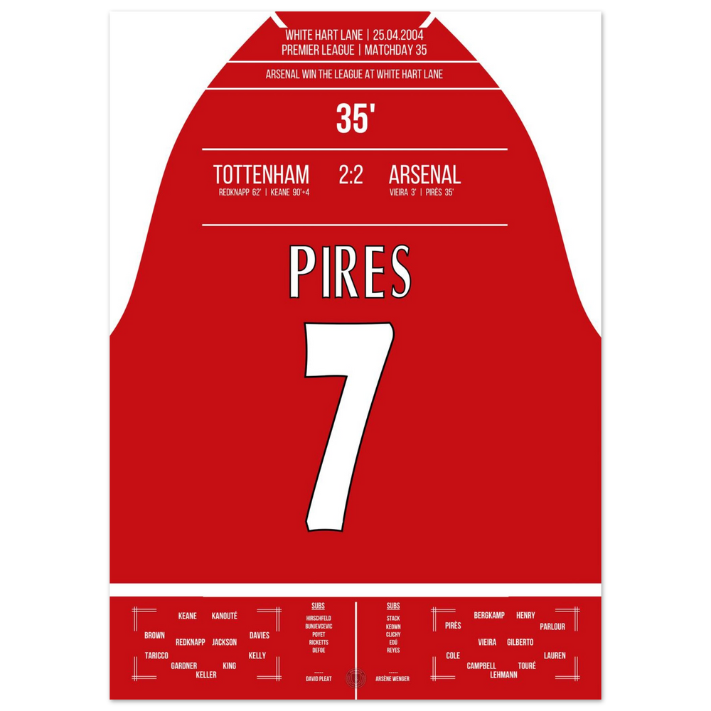 Le but de Pires lors de la victoire du championnat à White Hart Lane en 2004