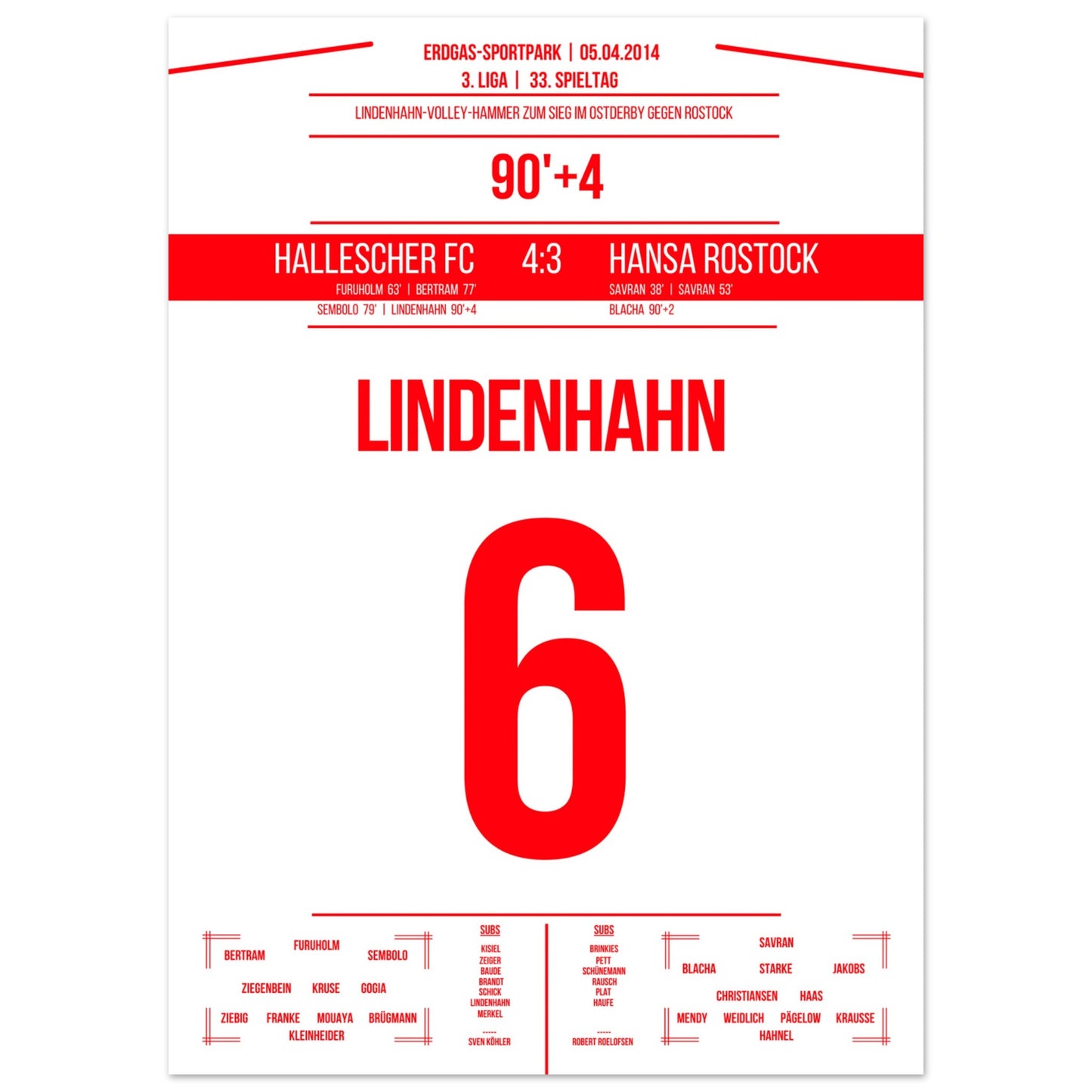 Lindenhahn-Volley zum Sieg in der Nachspielzeit im Ostderby gegen Rostock 50x70-cm-20x28-Ohne-Rahmen