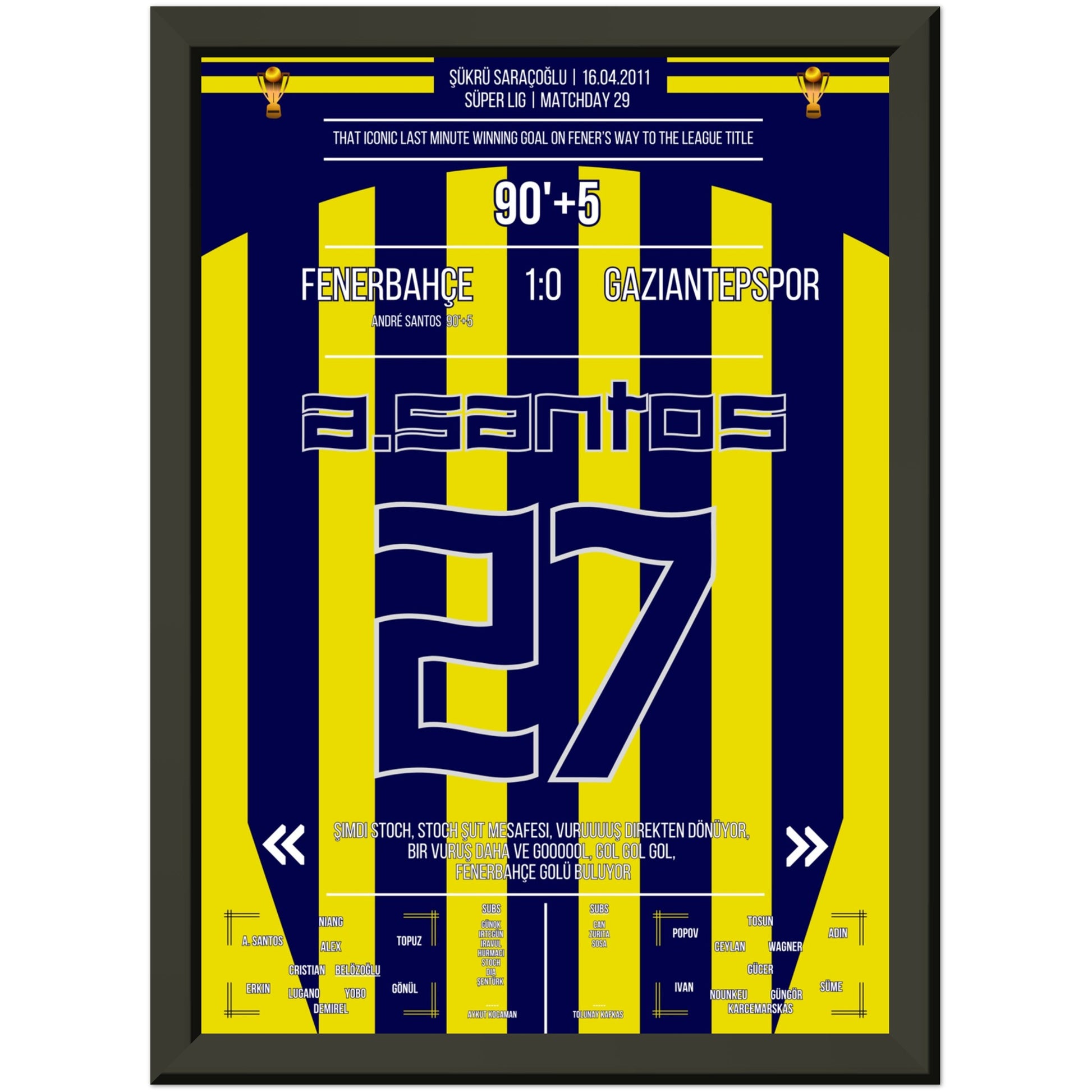 André Santos' bedeutsames Siegtor auf Fener's Weg zum Gewinn der Meisterschaft A4-21x29.7-cm-8x12-Premium-Semi-Glossy-Paper-Metal