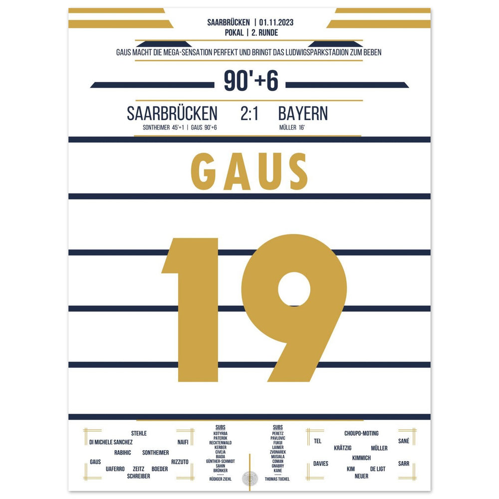Sensation en Coupe à Sarrebruck - Gaus élimine <tc>Bayern</tc> de la Coupe