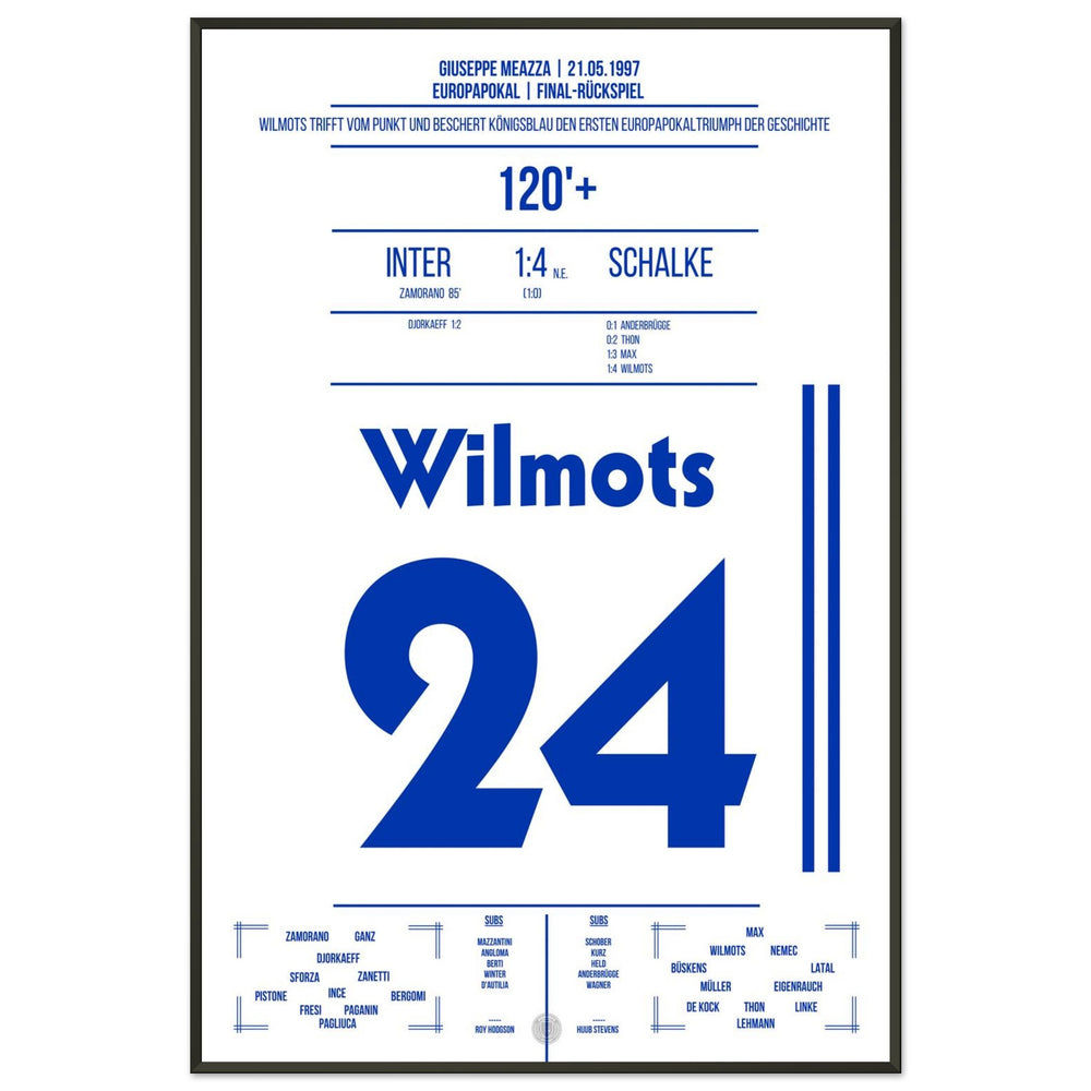 Le penalty transformé de Marc Wilmots en finale 1997 contre l'Inter