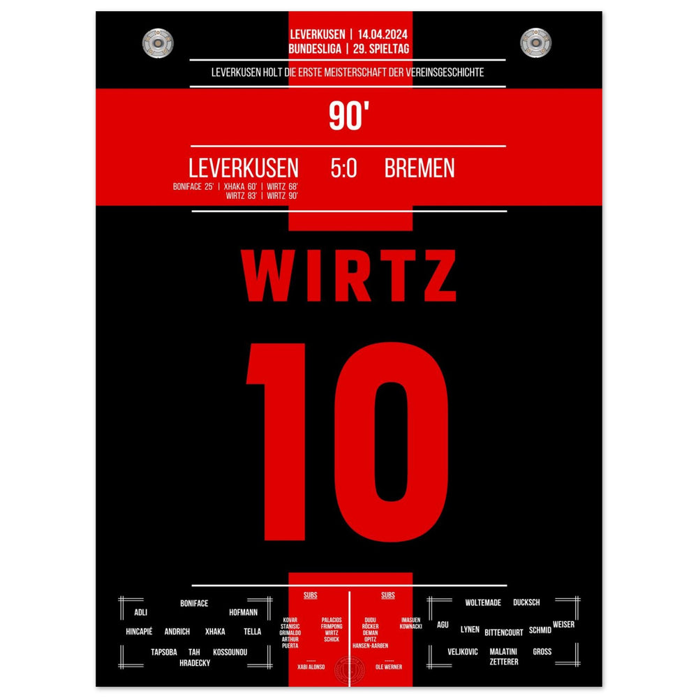 Leverkusen secures the first championship title in the club's history.