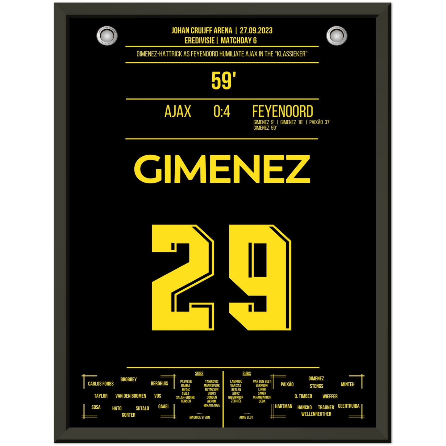 Gimenez-Hattrick bei 4-0 Sieg im "Klassieker" 2023 30x40-cm-12x16-Premium-Semi-Glossy-Paper-Metal-Fra