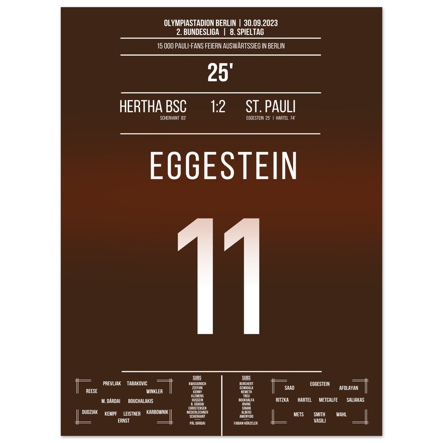 15 000 Pauli-Fans feiern den Auswärtssieg in Berlin 45x60-cm-18x24-Ohne-Rahmen