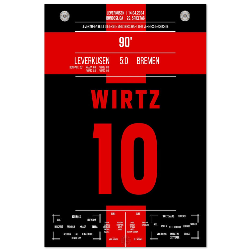 Leverkusen secures the first championship title in the club's history.