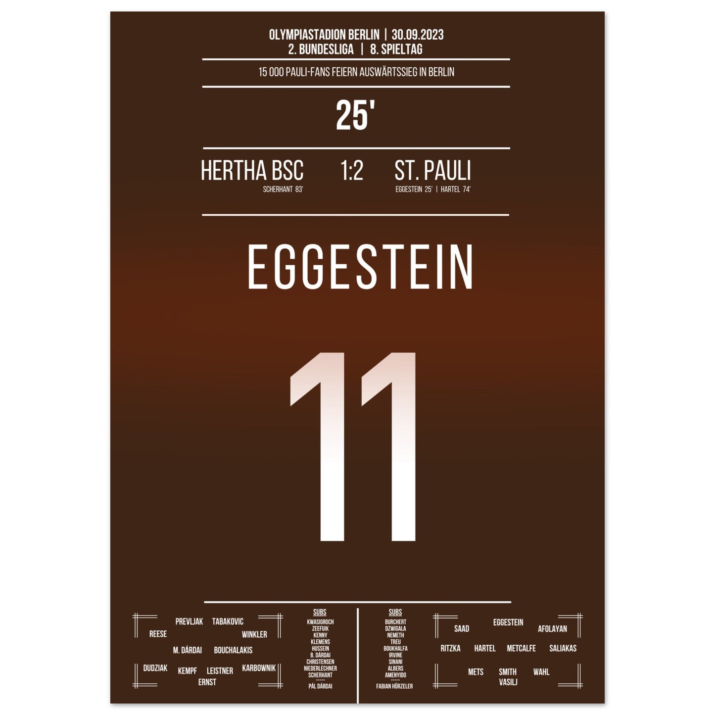 15 000 Pauli-Fans feiern den Auswärtssieg in Berlin 50x70-cm-20x28-Ohne-Rahmen
