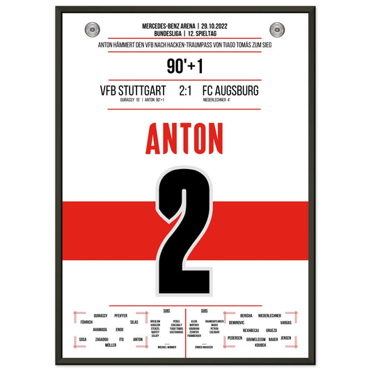 Anton hämmert den VFB mit Krampf zum Sieg gegen Augsburg 50x70-cm-20x28-Schwarzer-Aluminiumrahmen