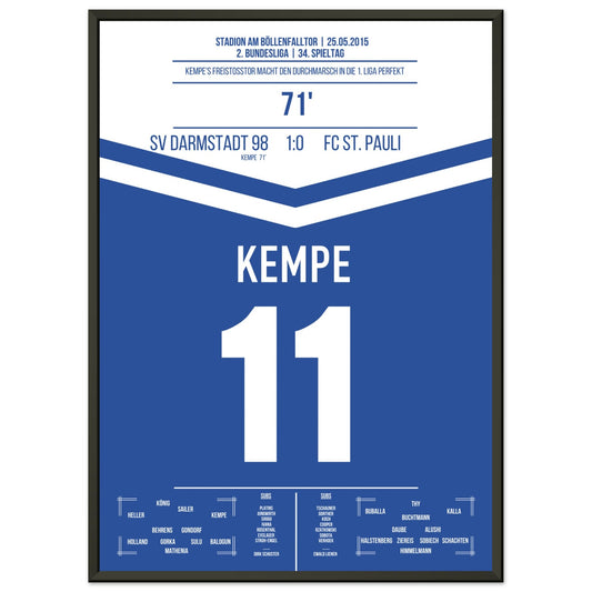 Darmstadt's Durchmarsch in die Bundesliga in 2015 50x70-cm-20x28-Schwarzer-Aluminiumrahmen