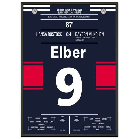 Elber's Tor von der Eckfahne in 1999 50x70-cm-20x28-Schwarzer-Aluminiumrahmen