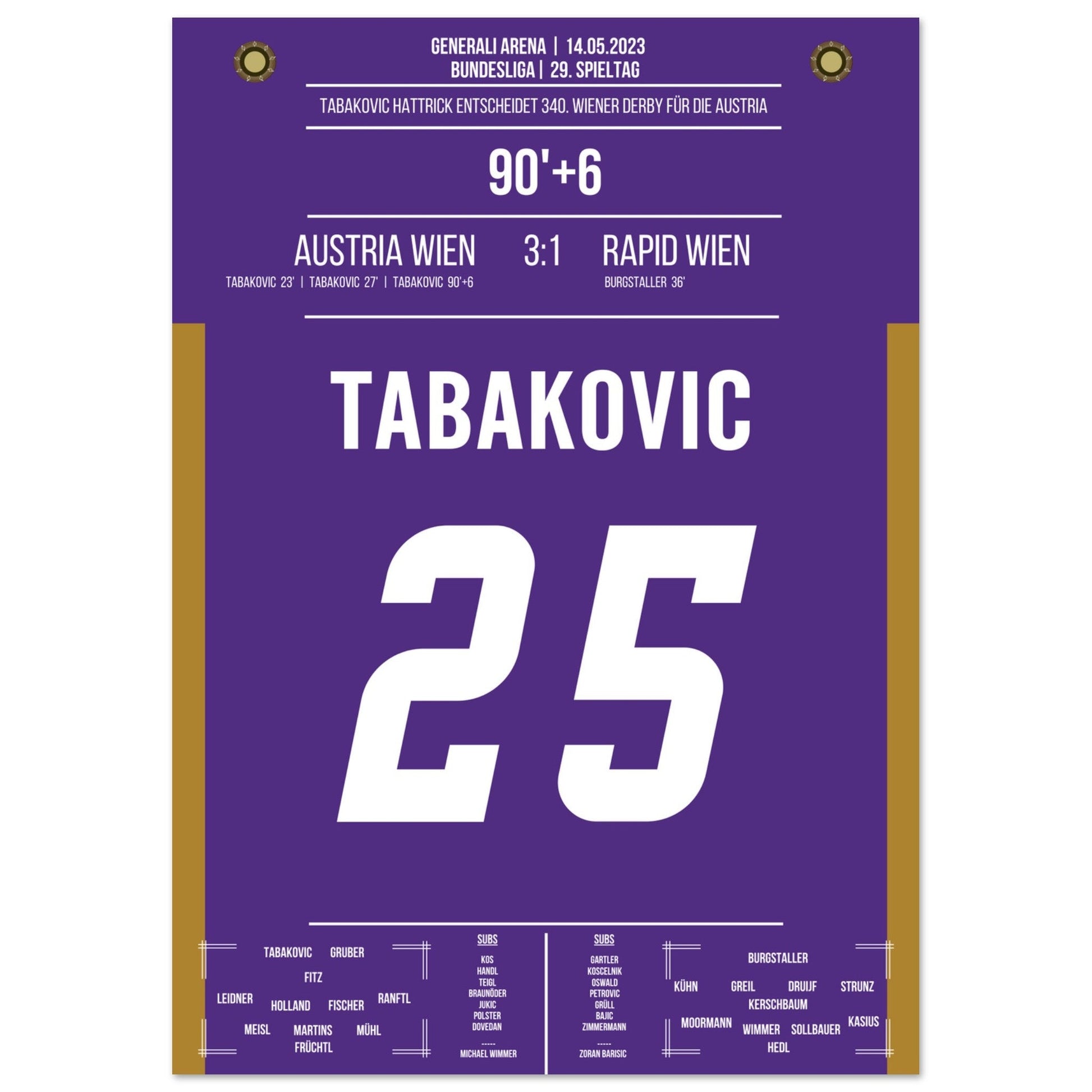 Hattrick von Tabakovic im 340. Wiener Derby 